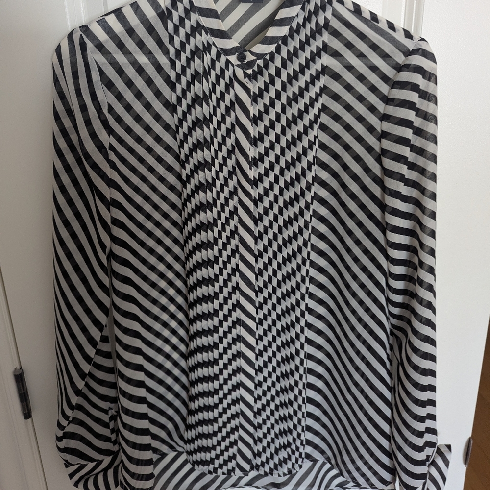 Armani Exchange Black and White Striped Blouse